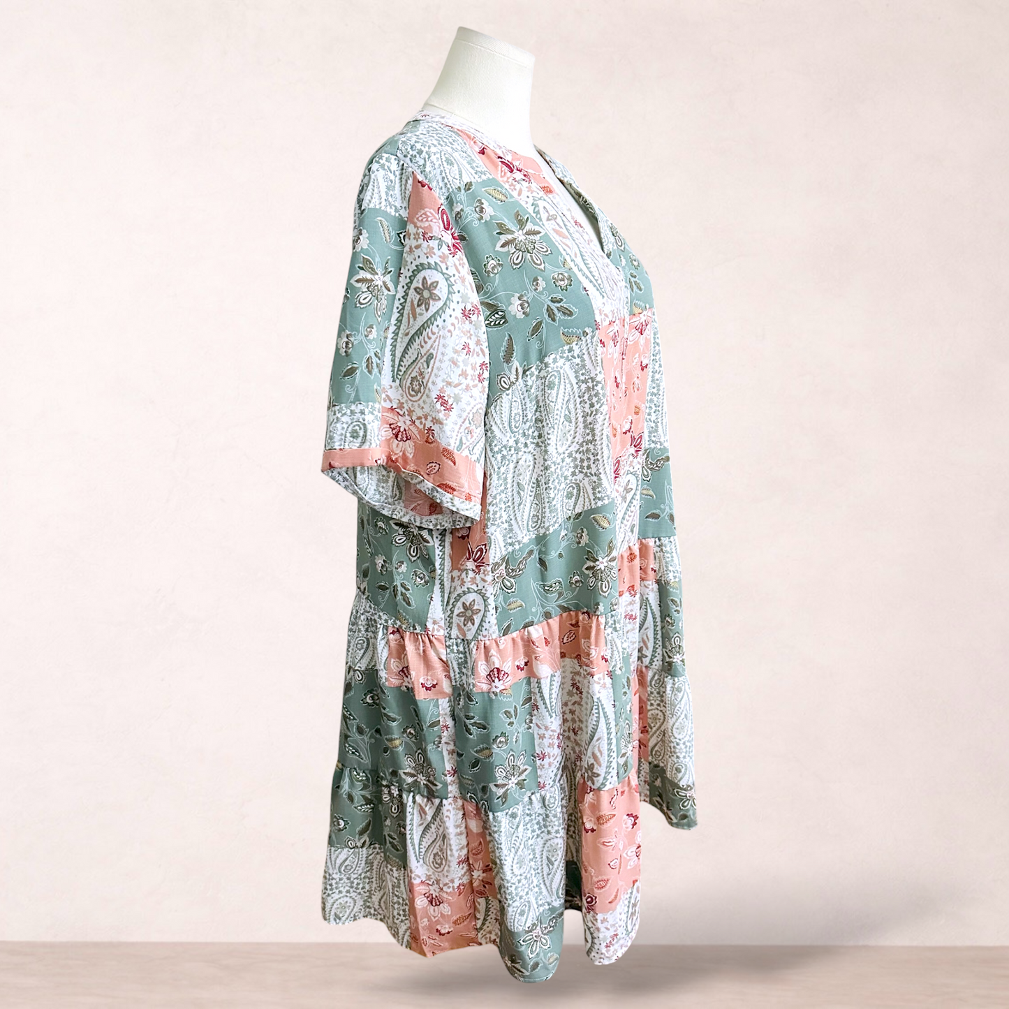 Avella Boho Patchwork Pocket Swing Dress | Plus Size 24