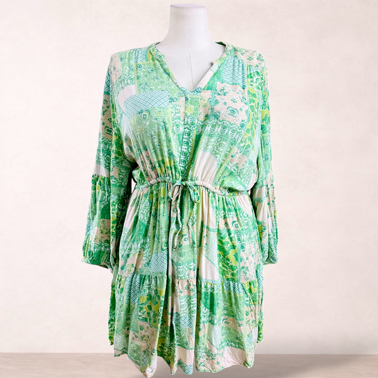 Millers Green Print Boho Dress | Size 22