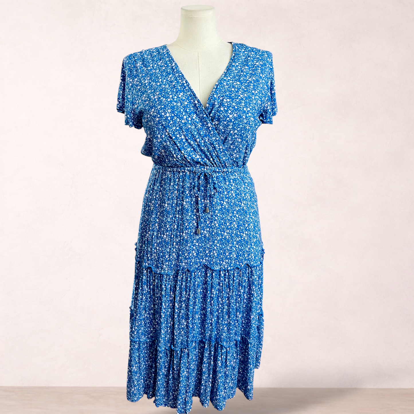 Grace & Co Blue Floral Ditsy Midi Dress | Size 16