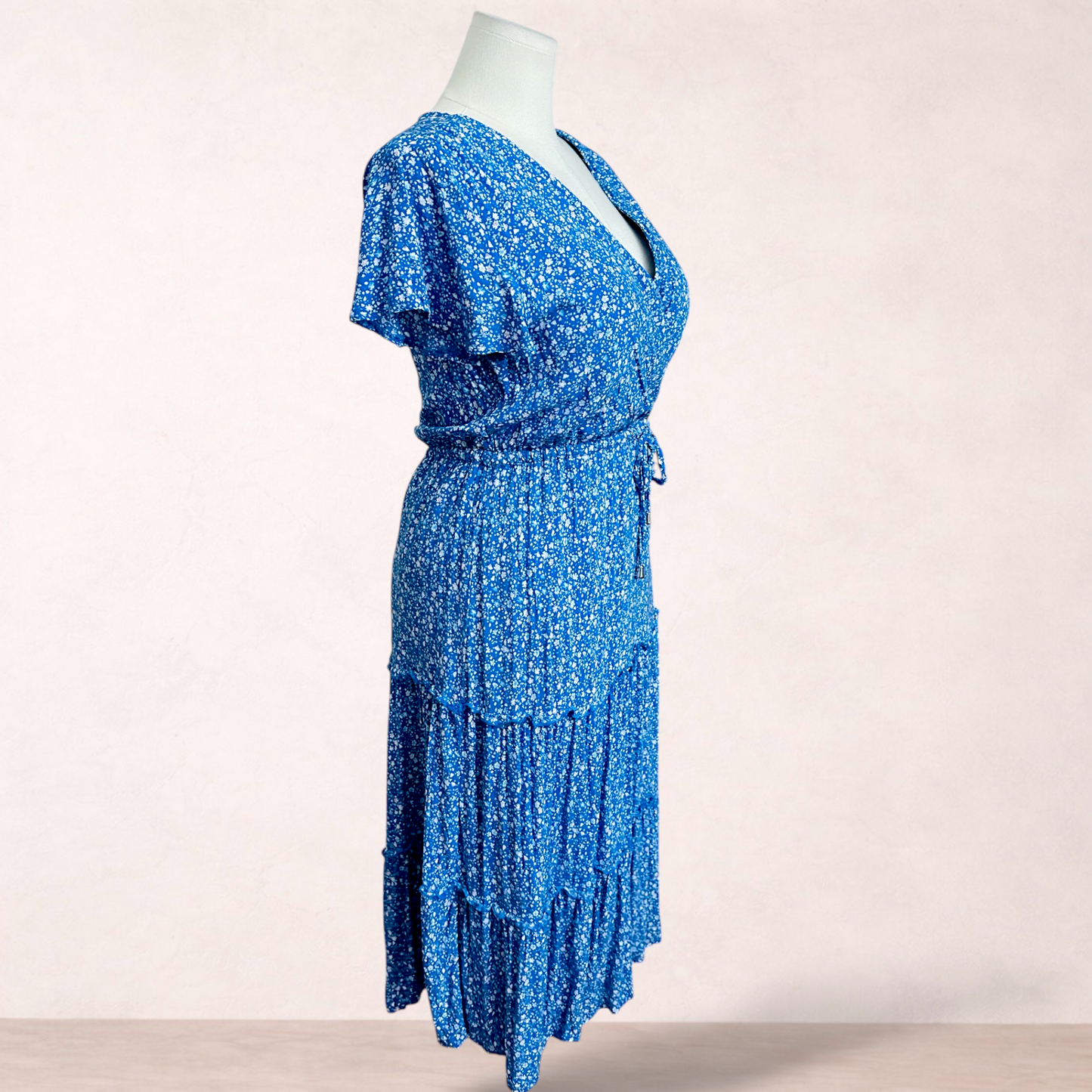 Grace & Co Blue Floral Ditsy Midi Dress | Size 16