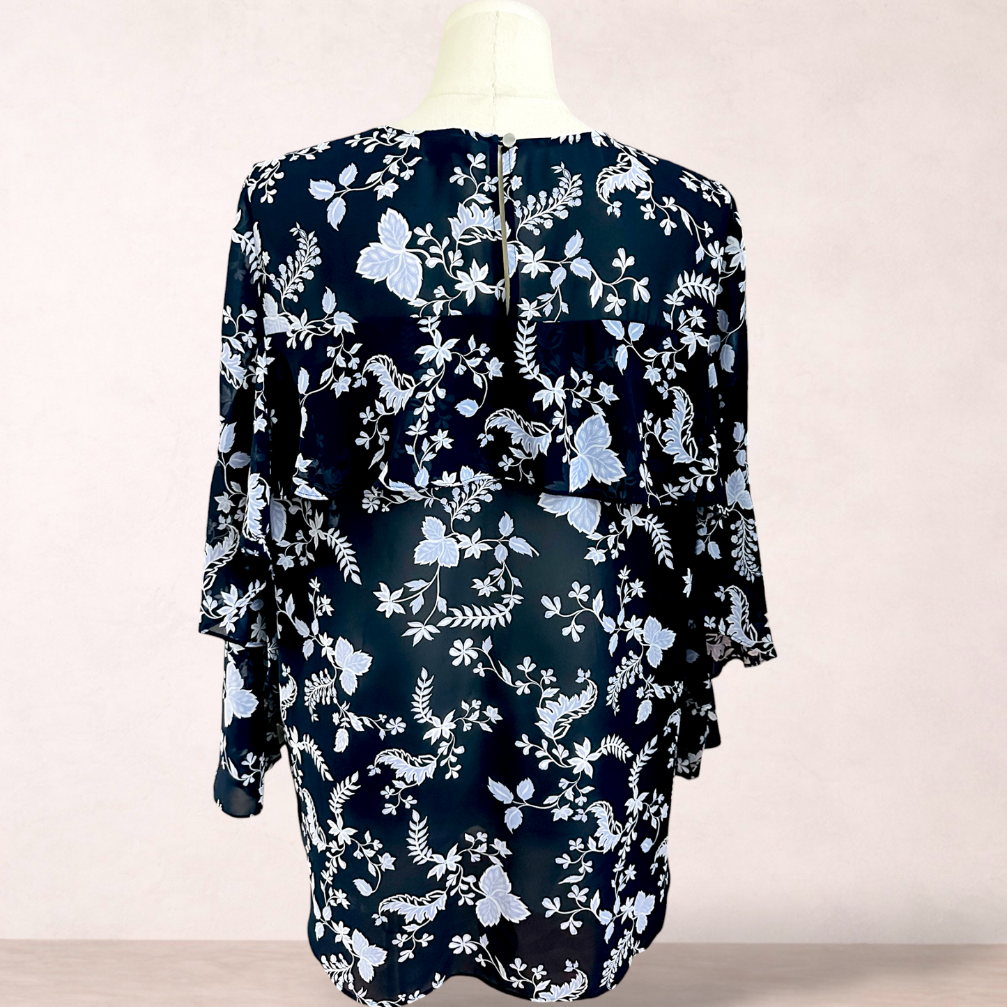 Witchery Navy & White Floral Blouse Top | Size 16