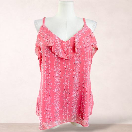 City Chic Pink Ditsy Floral Top | Plus Size XS/14 | New with tags