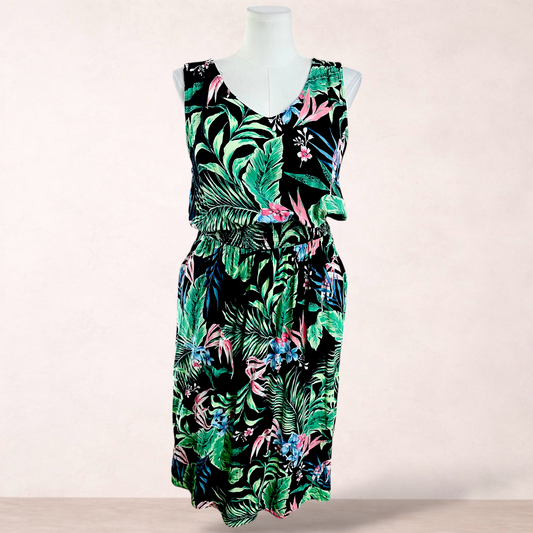 Millers Black Floral Midi Dress | Size 16